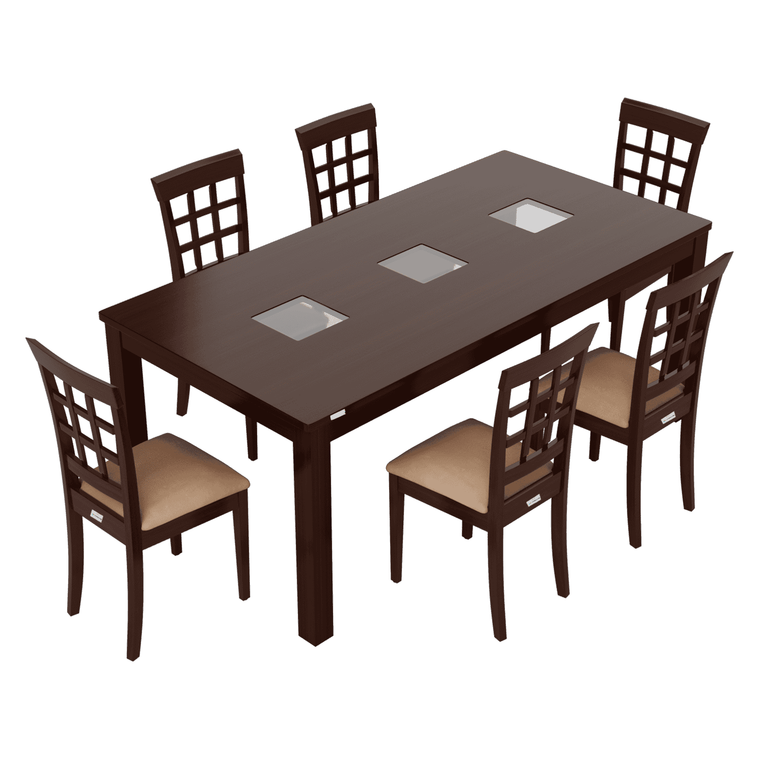 Buy Leo 6 Seater Dining Table Set In Mahogany Godrej Interio