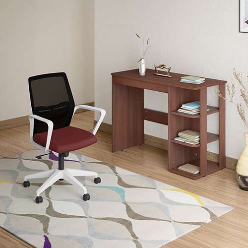 Vurv-Ewa Study Table with Chair (Red and Brown)